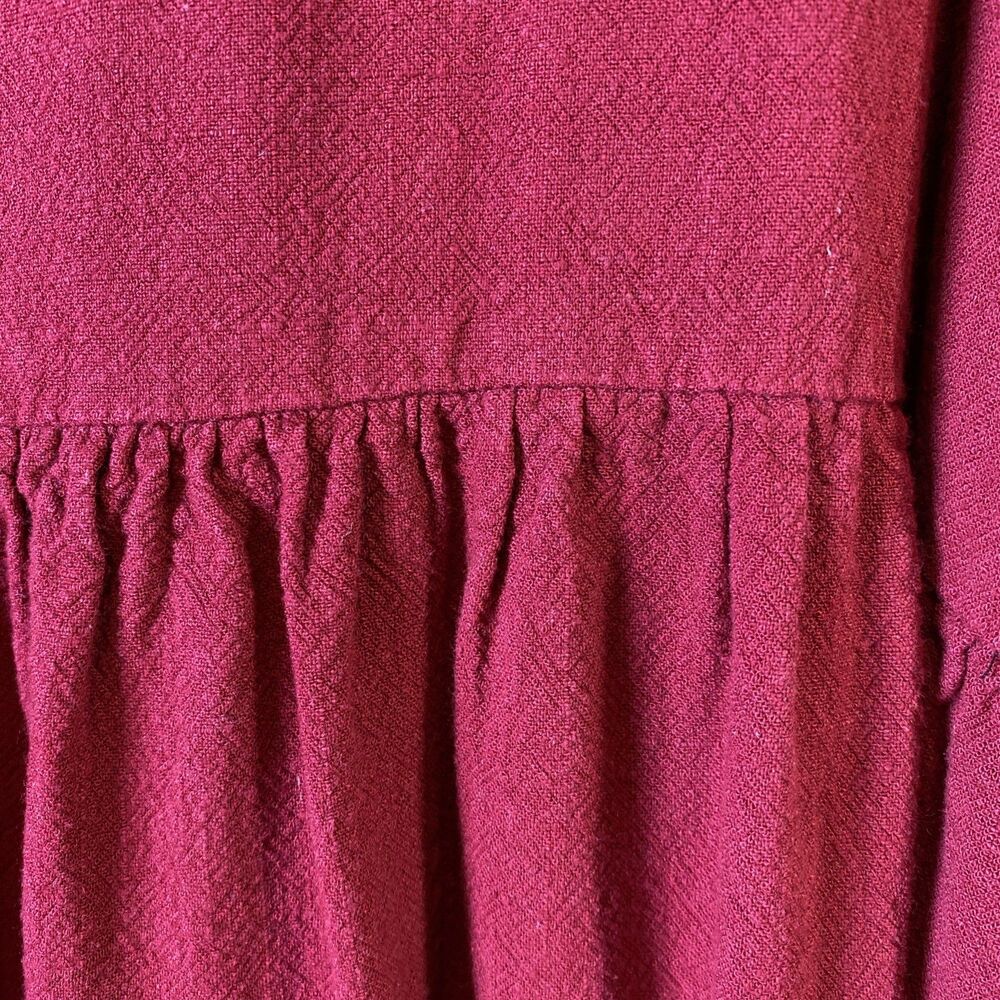 De-Tagged Umgee Womens - Size XL - Brick Red Rough Woven Fringe Babydoll Dress - Picture 4 of 8